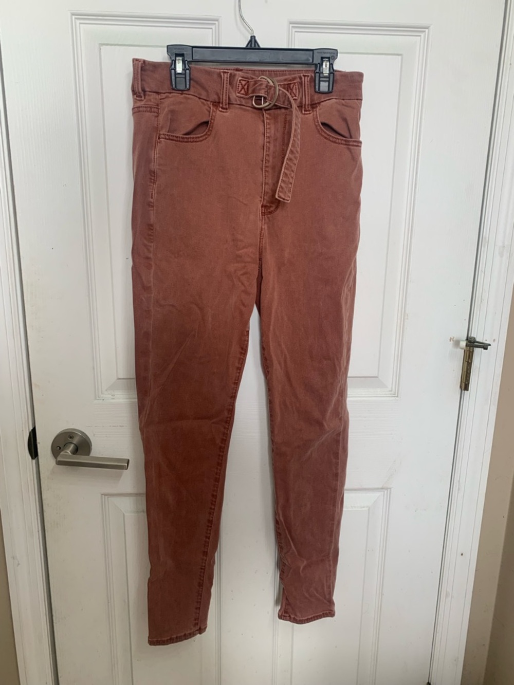 American Eagle Rust/Terra-cotta Curvy Super Hi-Rise Jegging Skinny Jeans